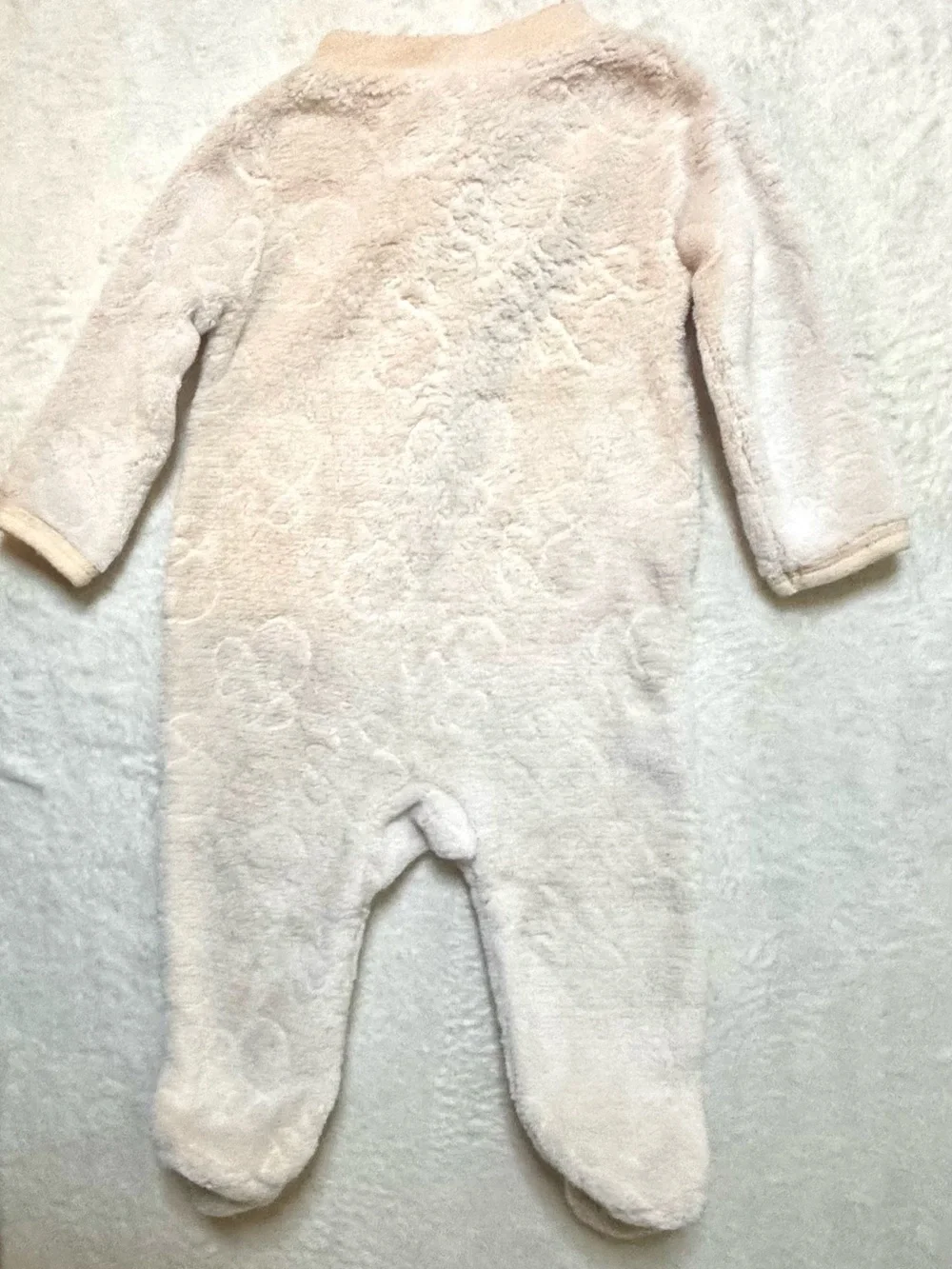 Disney Baby 3-6 month Plush Baby One-Piece Footed Romper in Light Cream